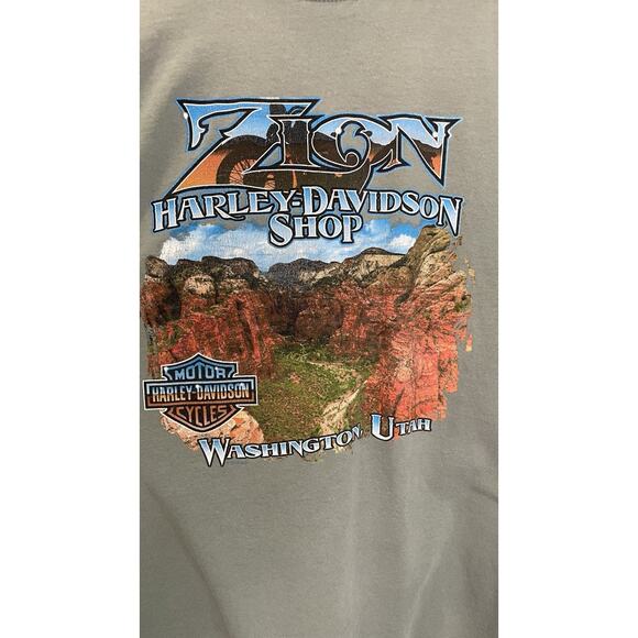 2014 Harley-Davidson 2XL Zion Washington Utah Motorcycle Biker Tee Mountains - Picture 10 of 11